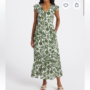 Market & Spruce Rafa Flutter Sleeve Maxi Dress